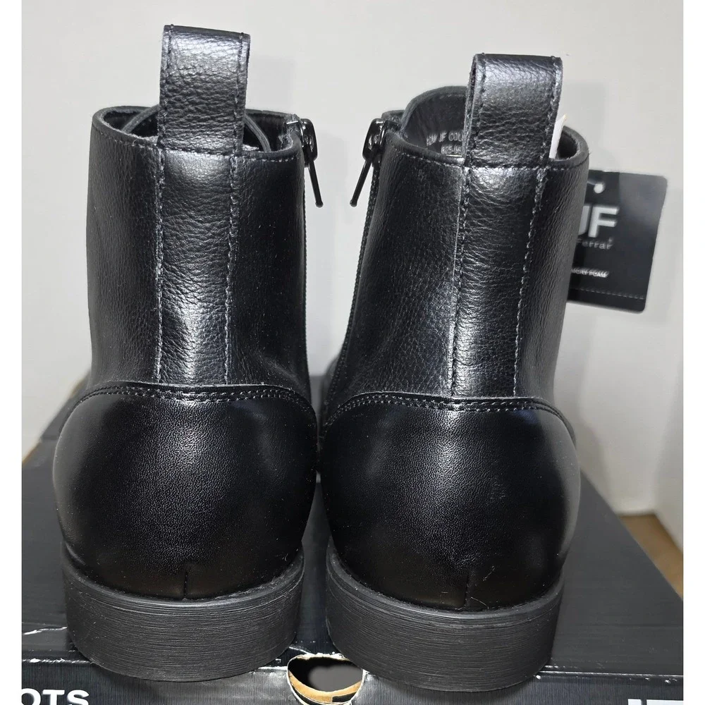 J Ferrar Colebrook Men Black Cap Toe Dress Boots Memory Foam Size 12M NWOB